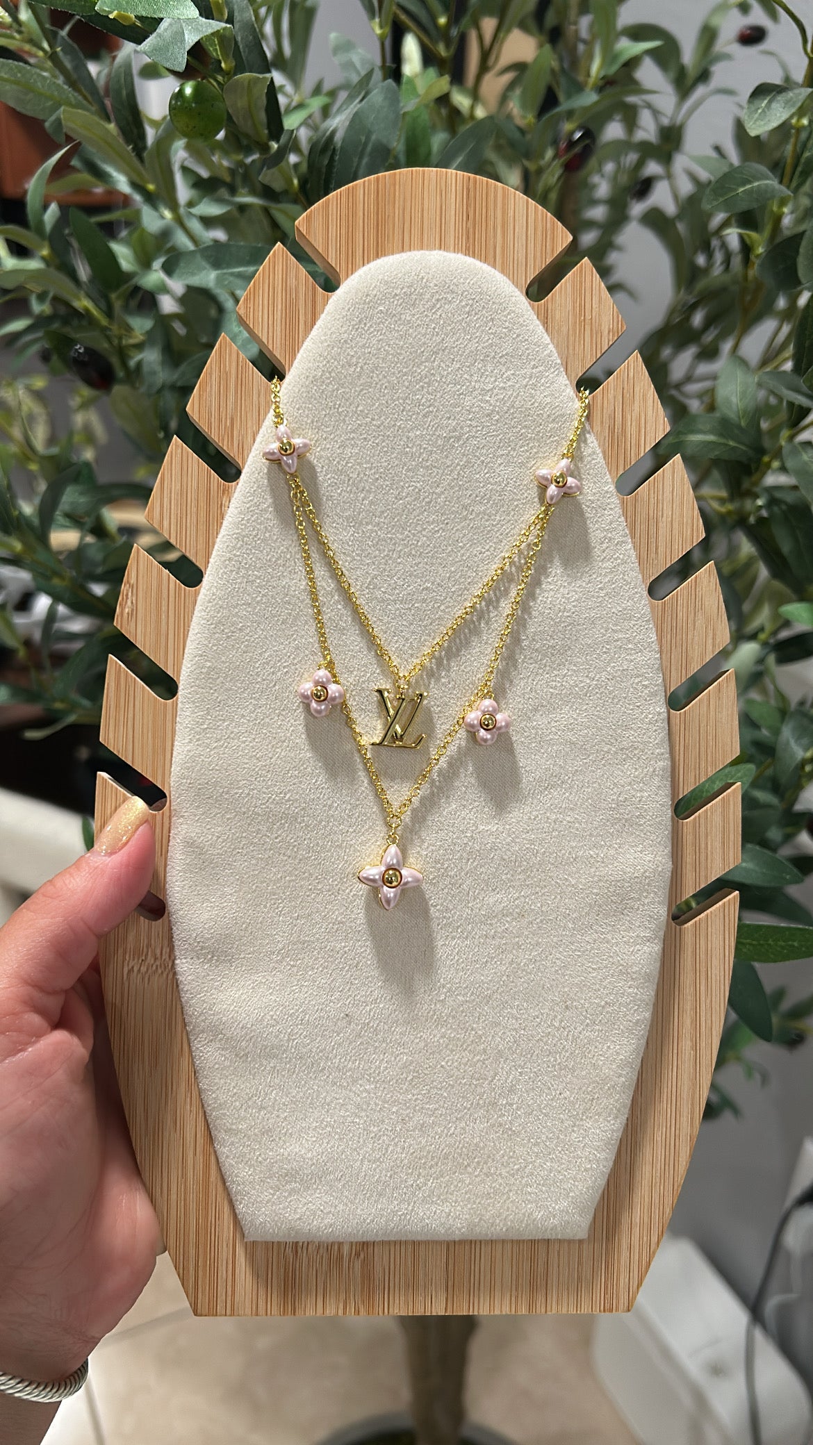 Pink lv necklace