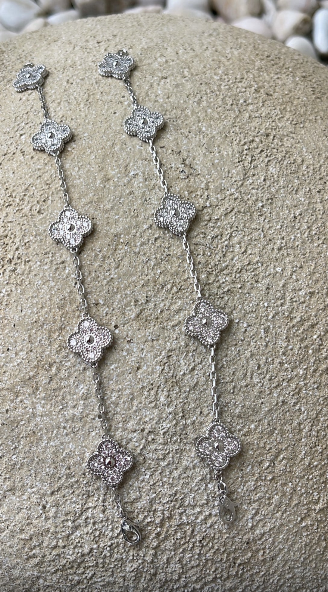 Silver rhinestones clover